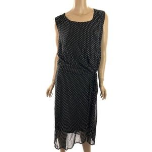 Sunny Girl Sleeveless Dress Black w White Dots Sheer Size Plus 4X